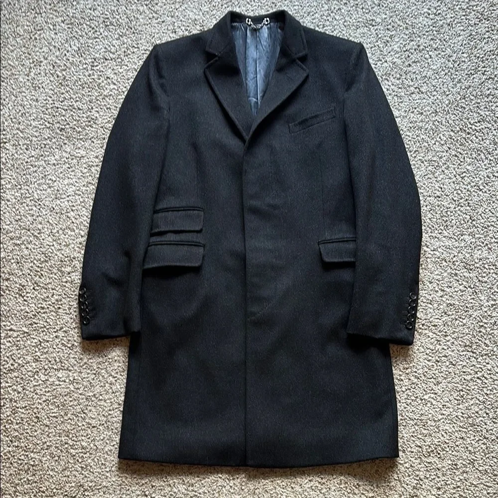 Gucci Made to Measure Tom Ford Era Charcoal Wool Overcoat Zegna Eu 46 US 36-38
